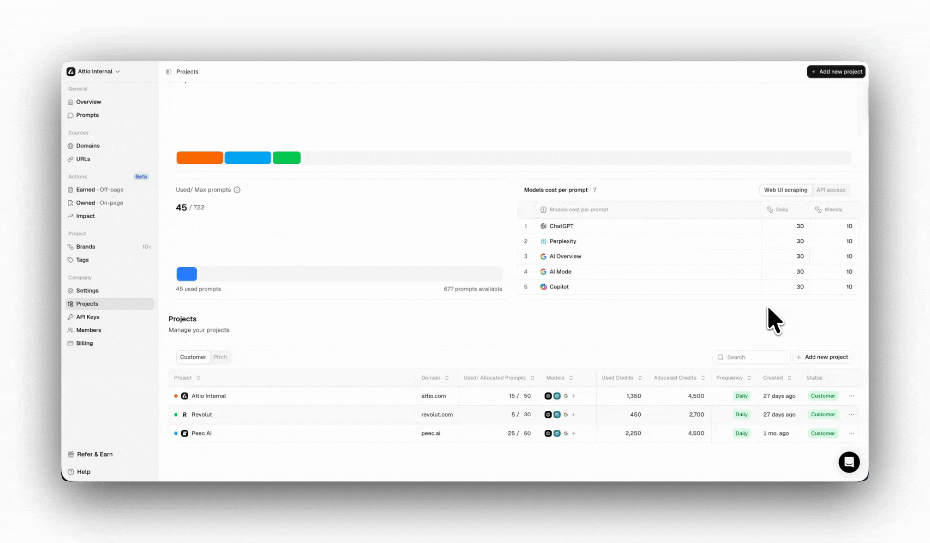 Manage your project - Peec.ai Docs